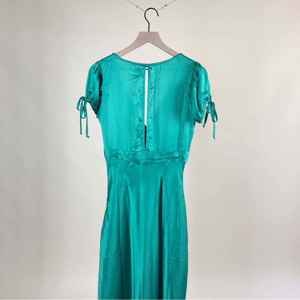 Free People Emerald Green Satin Maxi Dress with Embroidered Bodice - Picture 9 of 10